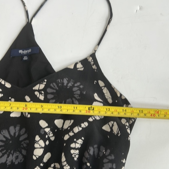 Madewell 100% silk Starview Batik Grid black gray cream mini dress w pockets - Picture 13 of 16
